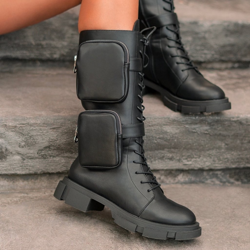 8🖤🎥Pouch Strap Combat Boot - BLACK